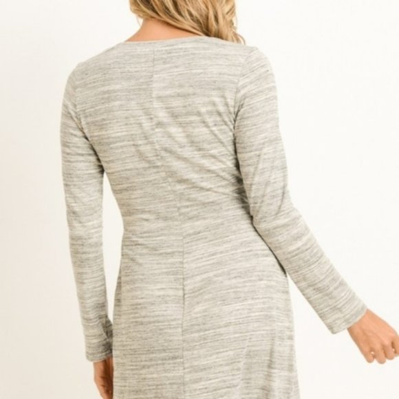 GILLI Heather Gray Tie Waist Long Sleeve Dress NWT - Picture 6 of 8